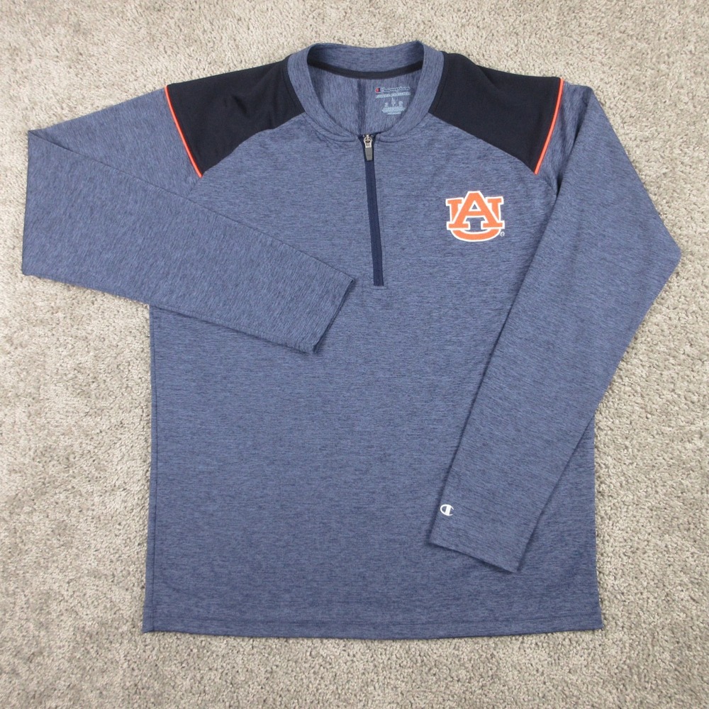 Auburn Tigers Sweater Mens Large Blue Champion 1/4 Zip Pullover Golf Running